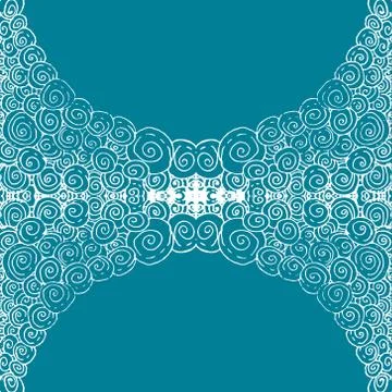 Seamless aqua tile with lacy patterns. Hand drawing in the style of sentangle Stock Illustration