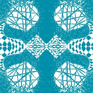 Seamless aqua tile with lacy patterns. Hand drawing in the style of sentangle Stock Illustration