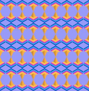 Seamless arabic geometric abstract 3d blue pink pattern Stock Illustration