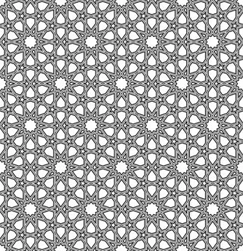 Seamless arabic geometric ornament in black and white. Illustrazione stock