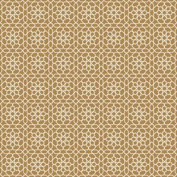 Seamless arabic geometric ornament in golden color. Stock Illustration