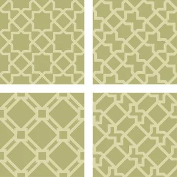 Seamless arabic line art textures in soft colors. Stock Illustration