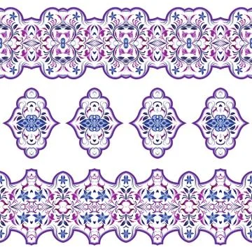 Seamless arabic patterns for border. Illustrazione stock