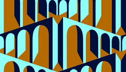 Seamless arcade pattern in perspective contrasting colors Stock Illustration