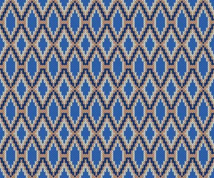 Seamless Argyle Knit Pattern in Blue, Beige, and Peach Illustrazione stock