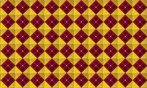 Seamless argyle pattern in deep burgundy and golden yellow background Stock Illustration