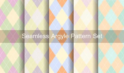 Seamless argyle pattern. diamond shapes background. vector set. Illustrazione stock
