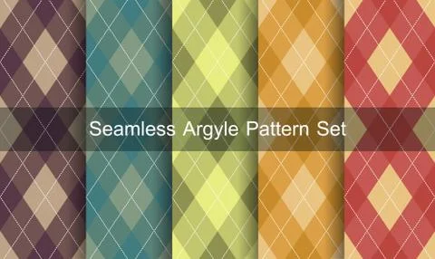 Seamless argyle pattern. diamond shapes background. vector set. Illustrazione stock