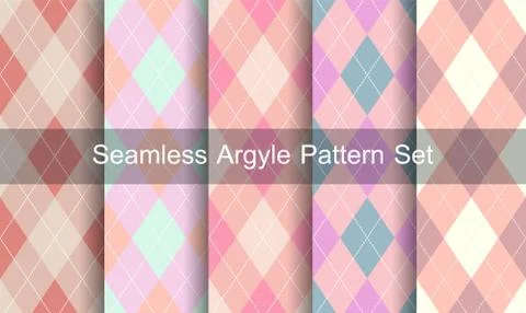 Seamless argyle pattern. diamond shapes background. vector set. Stock Illustration