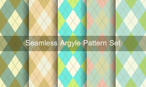 Seamless argyle pattern. diamond shapes background. vector set. Illustrazione stock