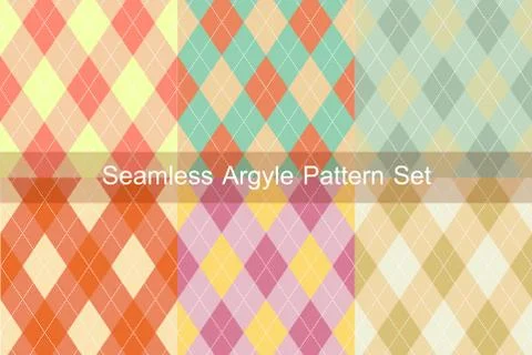 Seamless argyle pattern. diamond shapes background. vector set. Stock Illustration