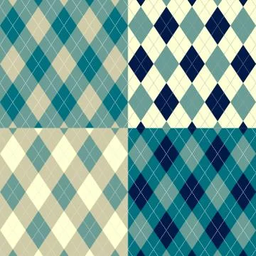 Seamless argyle pattern. diamond shapes background. vector set. Stock Illustration