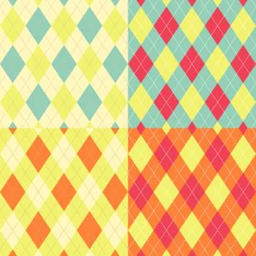 Seamless argyle pattern. diamond shapes background. vector set. Stock Illustration
