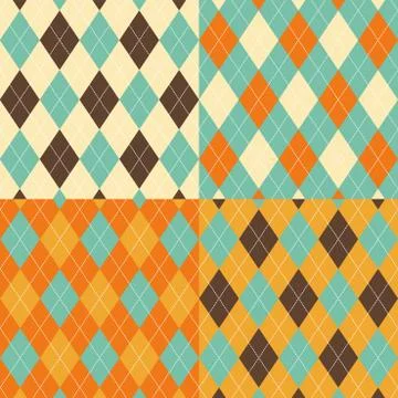 Seamless argyle pattern. diamond shapes background. vector set. Stock Illustration