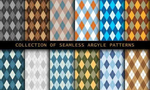 Seamless argyle pattern. Diamond shapes background. Vector colorful bright set Illustrazione stock