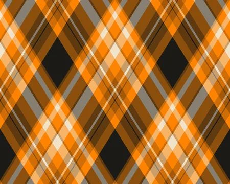 A seamless argyle pattern featuring a sophisticated diamond grid in vibrant o Stock Illustration