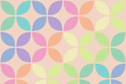 A seamless arrangement of rounded leaf shapes in soft pastel colors creates.. Stock Illustration