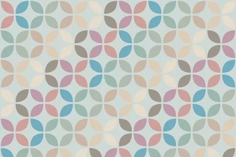 A seamless arrangement of softly colored leaf shapes creates a calm, retro-.. Stock Illustration
