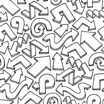 Seamless arrow vector pattern / hand drawn background Stock Illustration