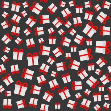 Seamless art dark background with gift boxes pattern Stock Illustration