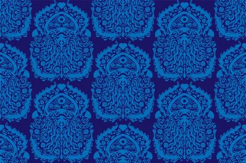Seamless Art Nouveau pattern with damask elements. A whimsical symmetrical me 스톡 일러스트