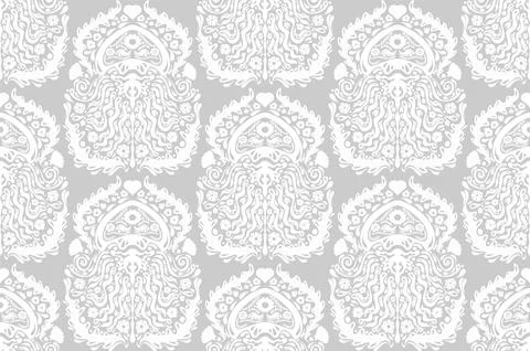 Seamless Art Nouveau pattern with damask elements. A whimsical symmetrical me Illustrazione stock