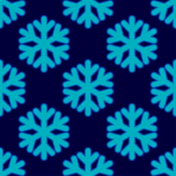 Seamless art pattern with snowflakes on blue Stock Illustration