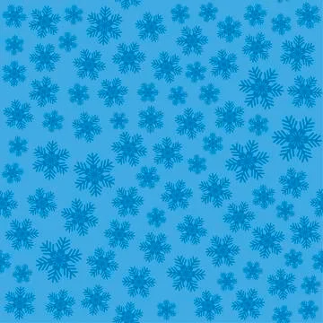 Seamless art pattern with snowflakes on blue Stock Illustration