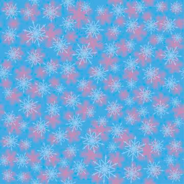 Seamless art pattern with snowflakes on blue Stock Illustration