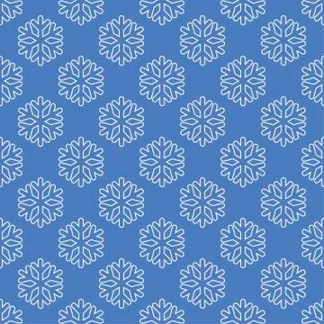 Seamless art pattern with snowflakes on blue Stock Illustration