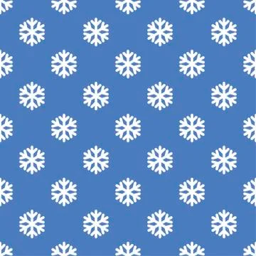 Seamless art pattern with snowflakes on blue Stock Illustration