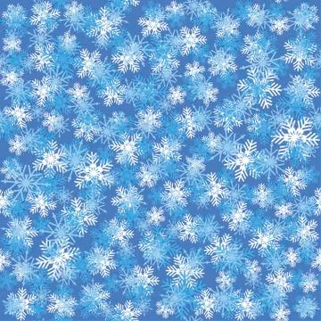 Seamless art pattern with snowflakes on blue Stock Illustration