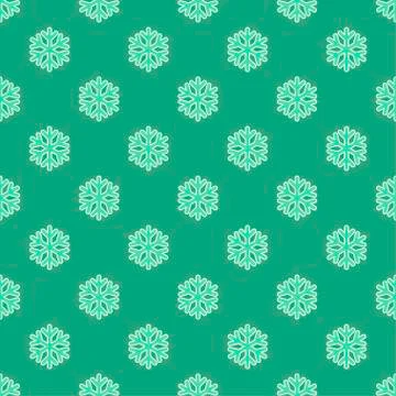 Seamless art pattern with snowflakes on blue green Stock Illustration