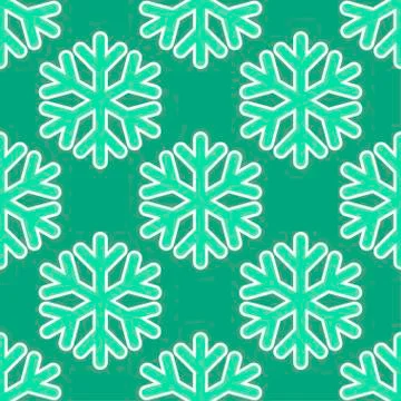 Seamless art pattern with snowflakes on blue green Stock Illustration