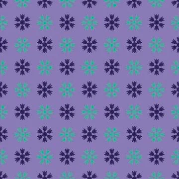 Seamless art pattern with snowflakes on lilac Stock Illustration