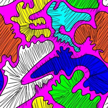Seamless artwork with psychedelic abstract patterns Stock Illustration