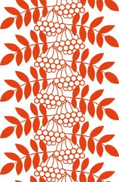 Seamless  ashberry autumn pattern with rowan berries and leaves. Fall orange Illustrazione stock