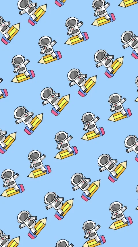 Seamless astronaut riding a pencil pattern for a creative education concept Stock Footage 327044041