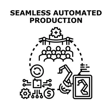 Seamless automated production concept applying modern technologies Stock Illustration