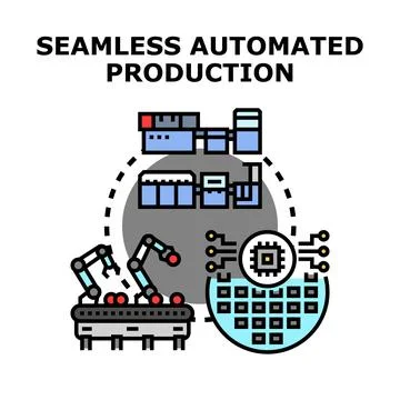 Seamless automated production process with robotic machinery イラスト素材