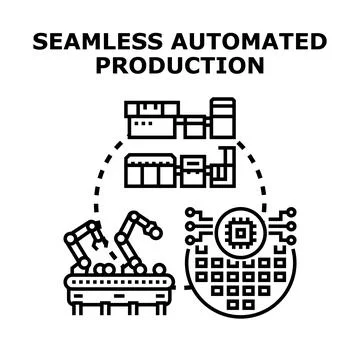 Seamless automated production process with robotic machinery Stock Illustration