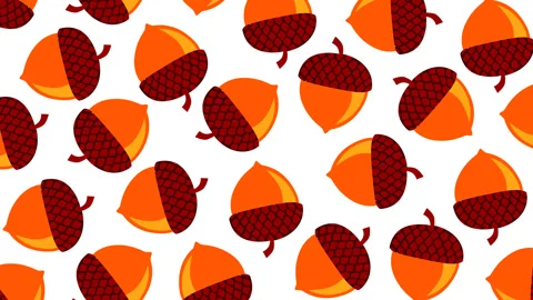 Seamless Autumn Acorn Pattern Background for Fall Season Video Footage Stock Footage 340673778