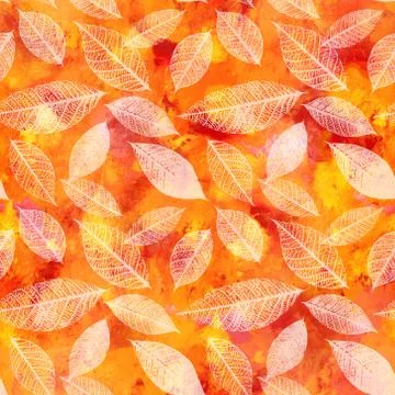 Seamless autumn background pattern with leaf shapes Stock Illustration