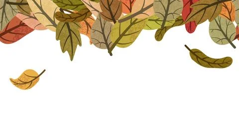 Seamless Autumn Border with Falling Leaves Creating White Space 스톡 일러스트