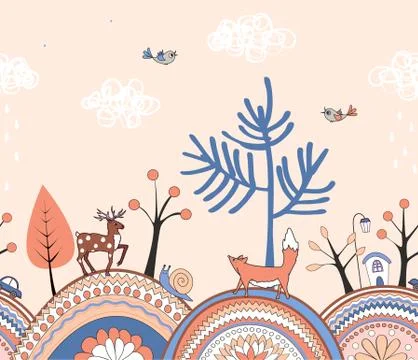 Seamless autumn border Stock Illustration