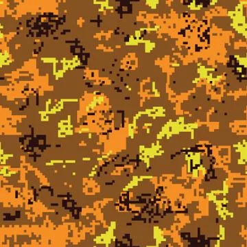 Seamless autumn camouflage of pixel pattern Stock Illustration