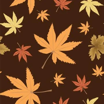 Seamless autumn leaf pattern brown background Stock Illustration