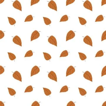 Seamless Autumn Leaf Pattern Cute Hand Drawn Fall Foliage Vector Background Stock Illustration