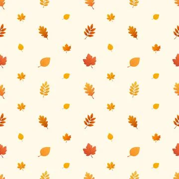 Seamless autumn leaf pattern featuring oak maple birch rowan and beech leav.. Stock Illustration