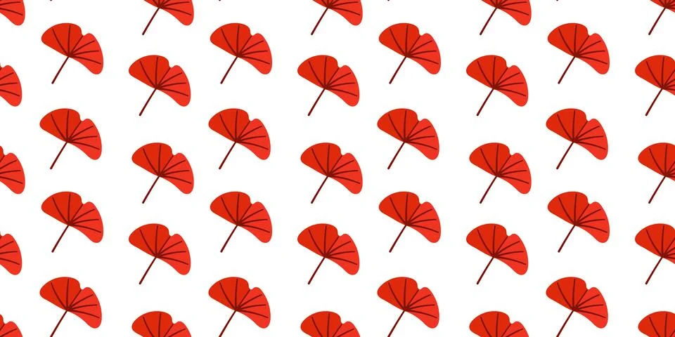 Seamless autumn leaf pattern in red and white 스톡 일러스트